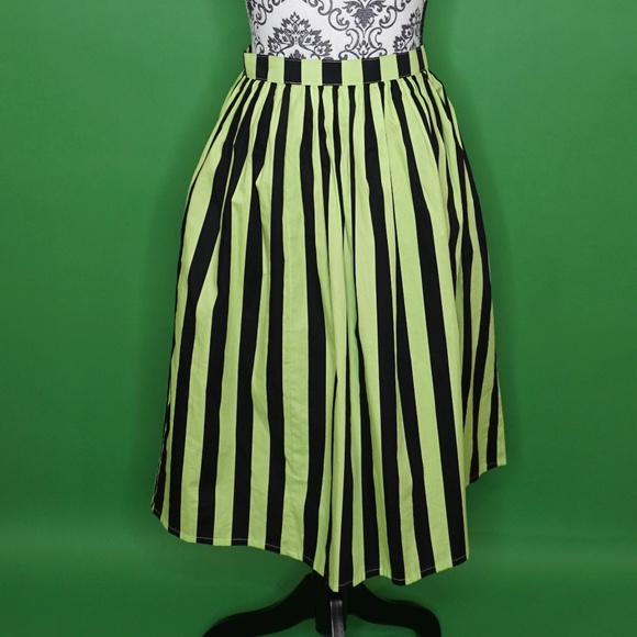 Unique Vintage Dresses & Skirts - SALE⭐️Unique Vintage Neon Green Black Stripe Skirt